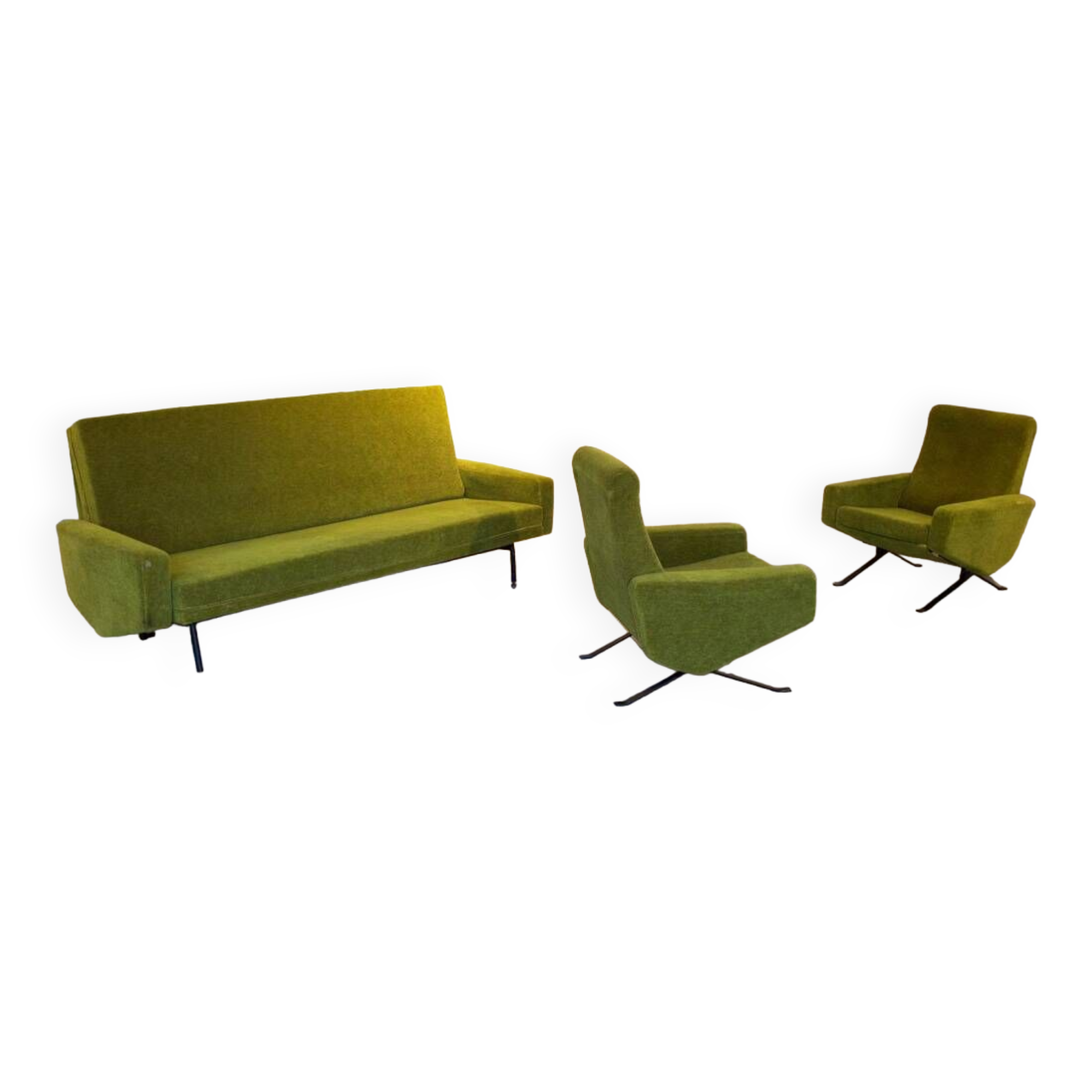 Sofa living room set - 2 designer armchairs 1960 by Pierre Guariche