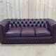 Chesterfield sofa in red leather 3 places from the 70s