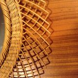 Large vintage 1960 rattan mirror 50cm