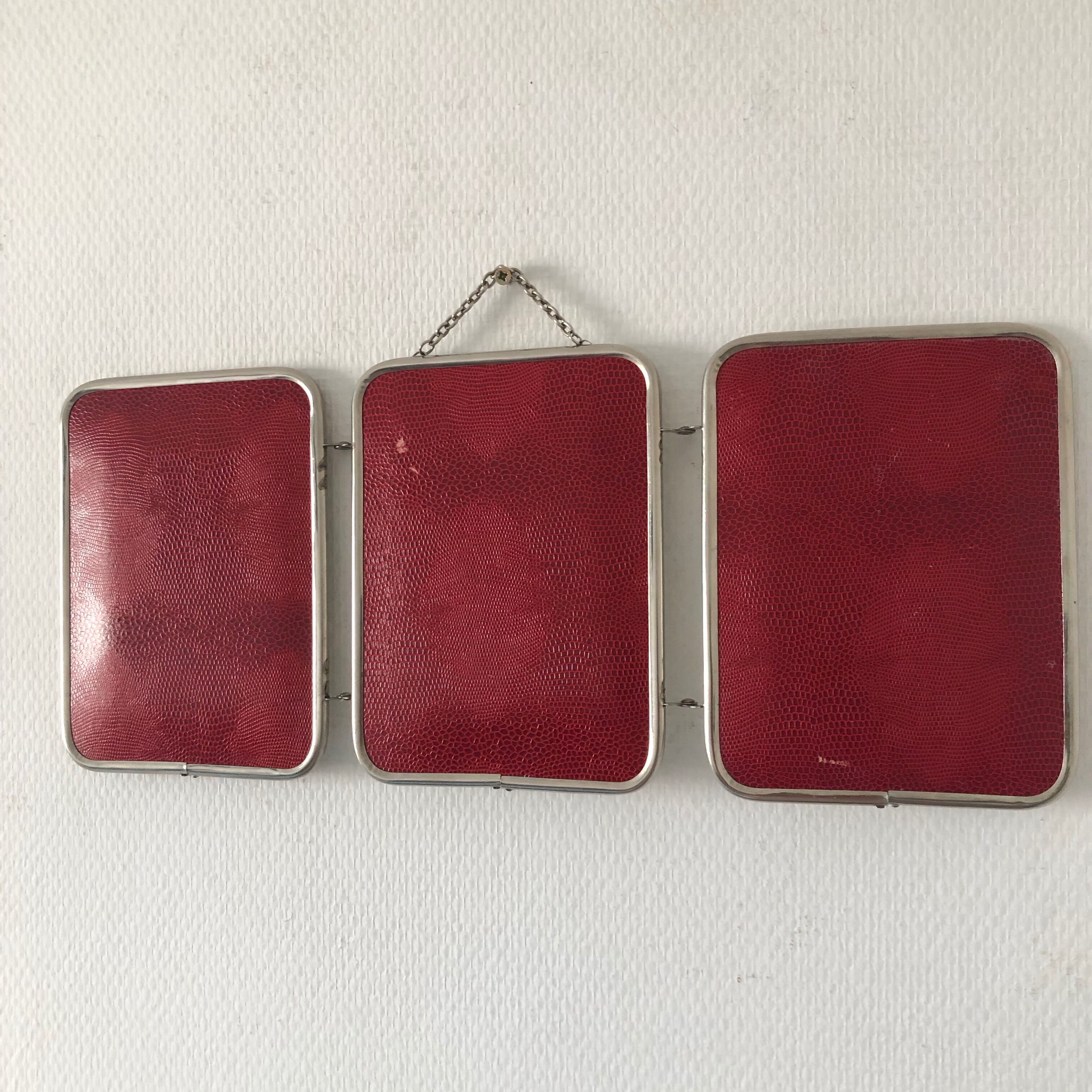 Mirror triptych gooseberries barber 20x49cm vintage 1950