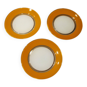 Petites assiettes Duralex orange et blanche vintage