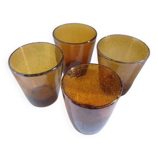Lot de 4 verres bullés soufflés
