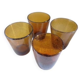 Set of 4 blown bubble glasses