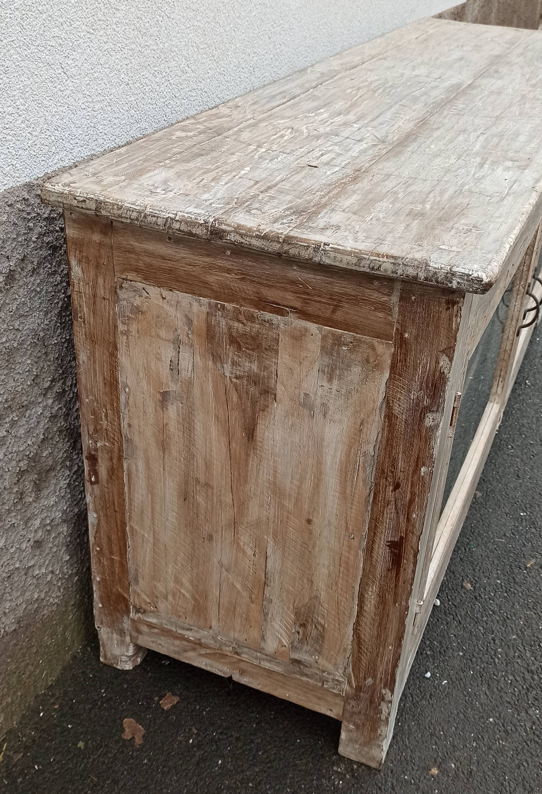 Glass sideboard in antique wood