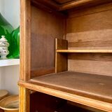 Dark wood display case 4 compartments and 1 drawer