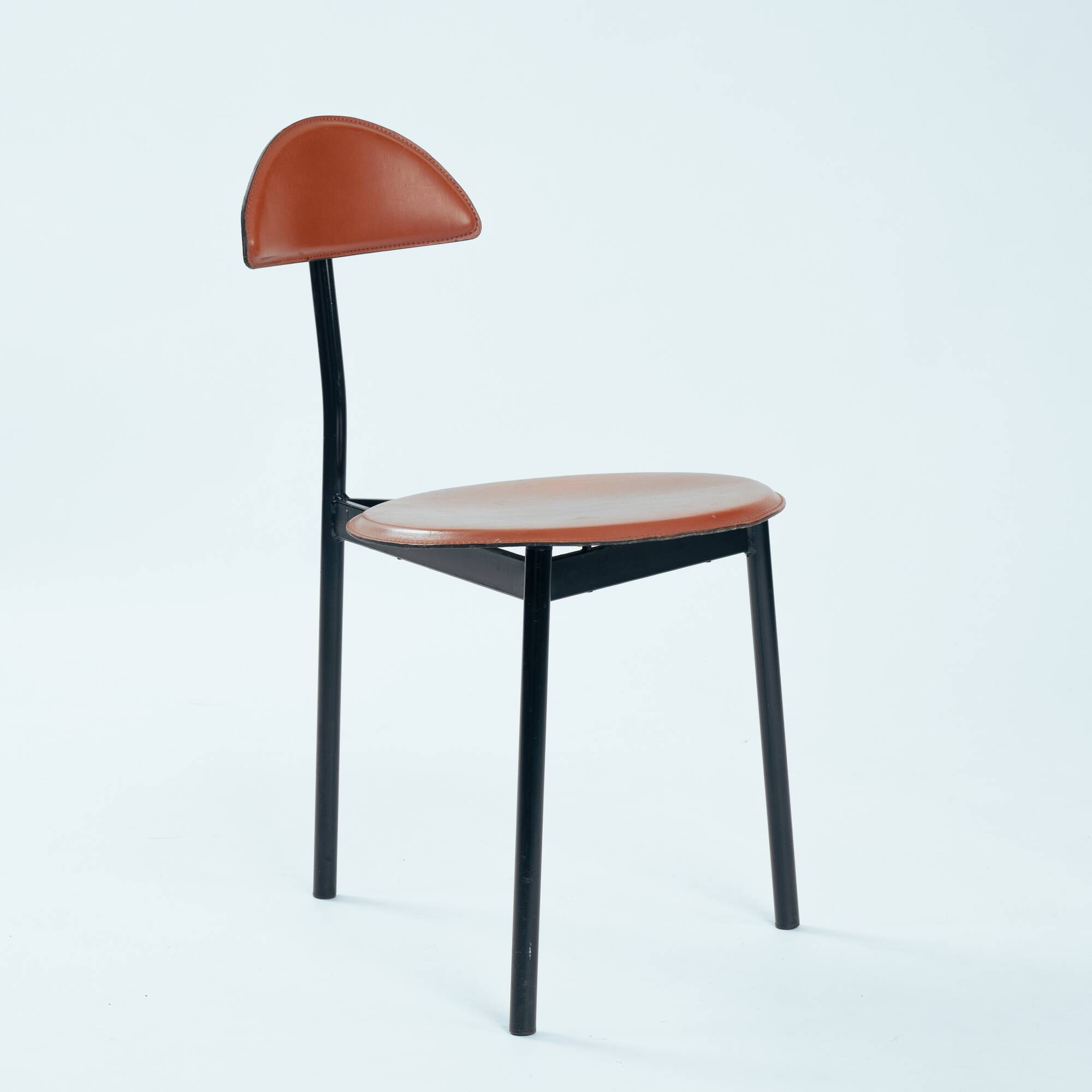 6 Linea Veam leather tripod chairs, Italy 1980s