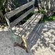 Garden bench in iron and wood and these 2 wooden stools