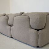 Confidential Seating Set by Alberto Rosselli for Saporiti, Beige Boucle Fabric, Italy, 1970s
