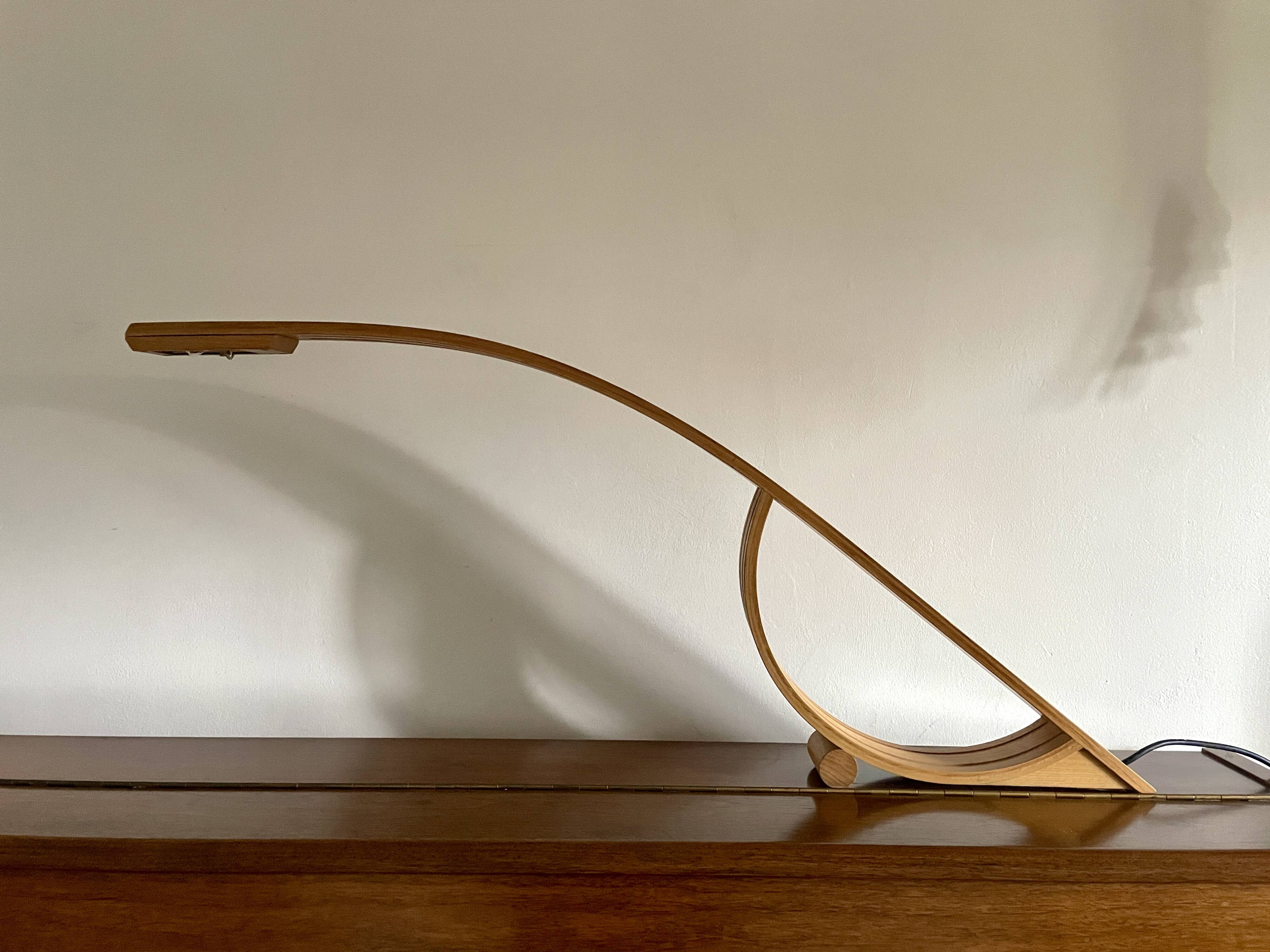 Lampe minimaliste en bois 1980