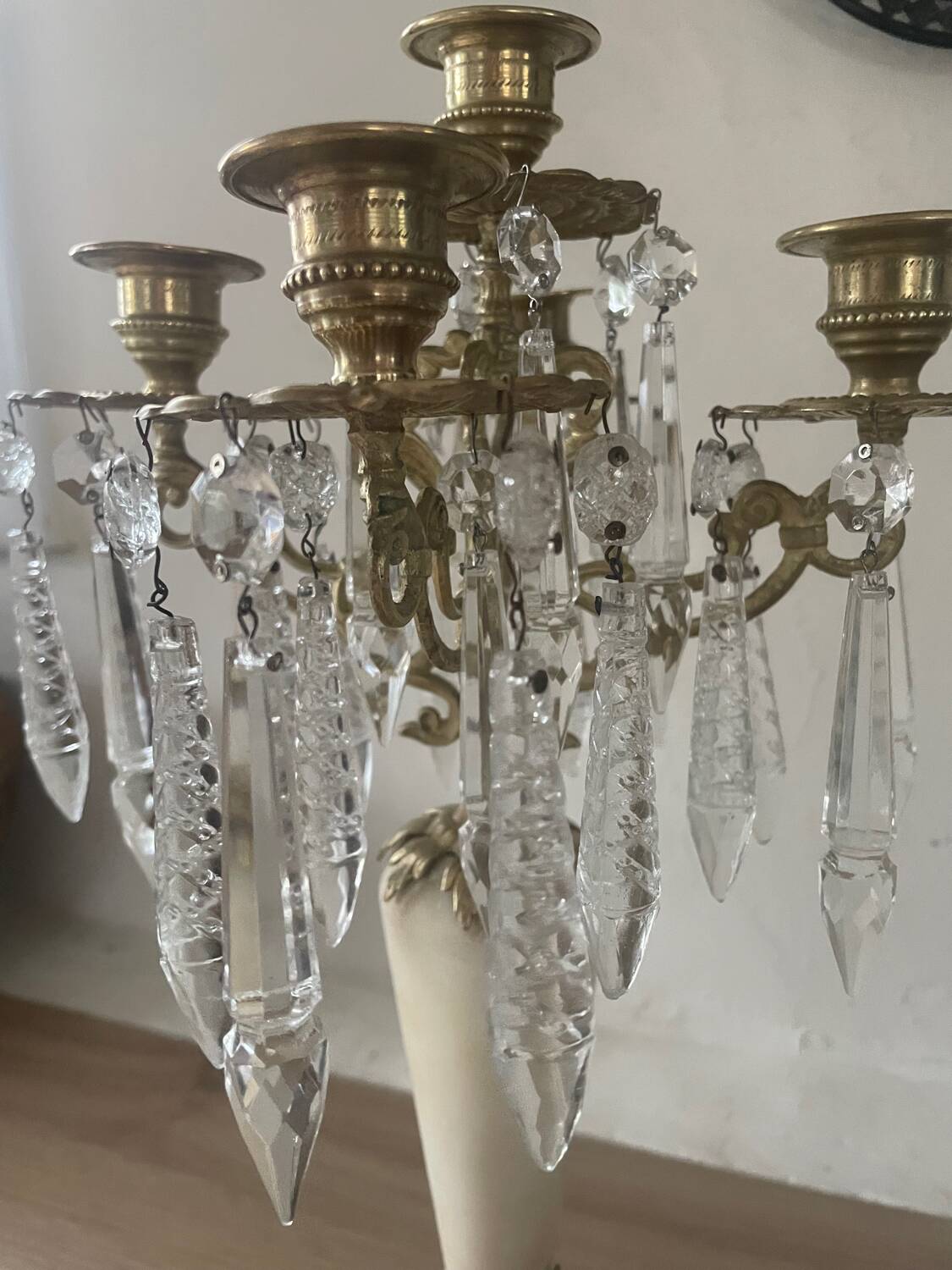19th century marble, brass and tassel chandelier