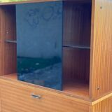 Vintage 1950s smoked glass secretary cabinet