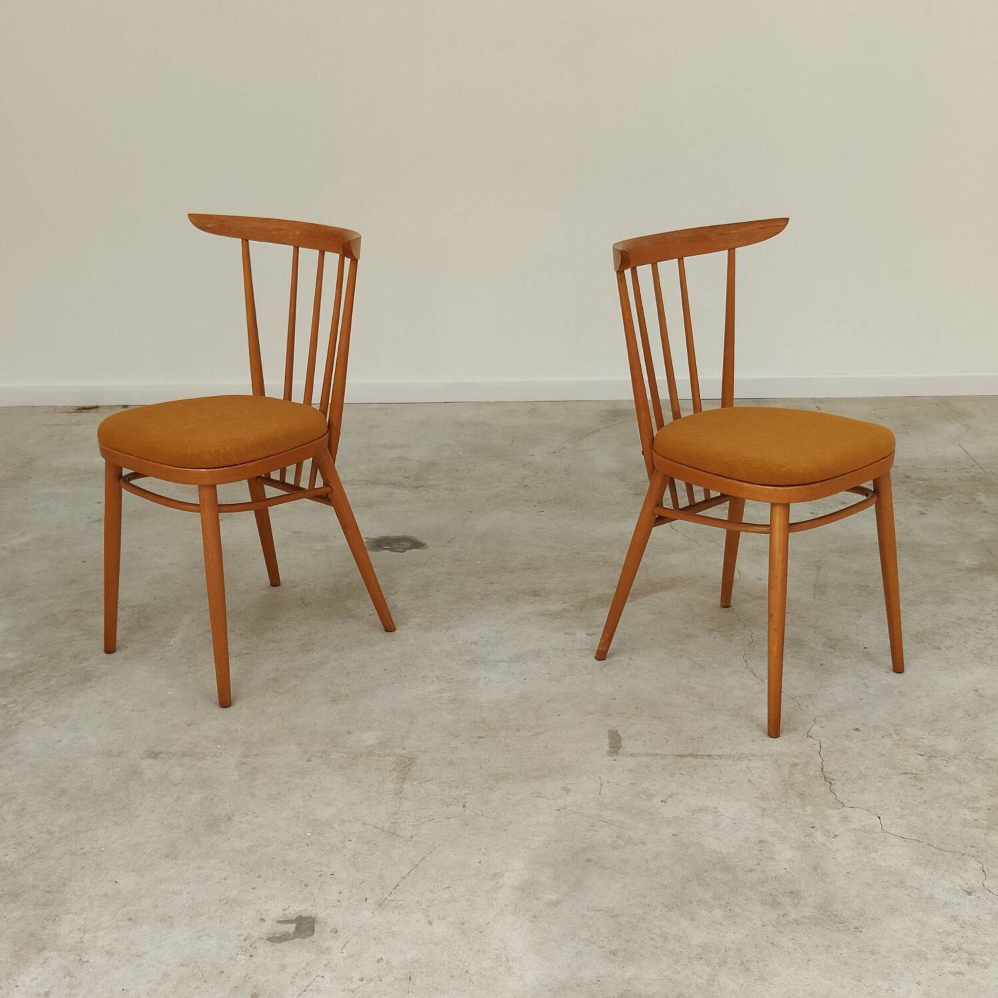 Pair of wooden dining room chairs by Tatra Pravenec 1960