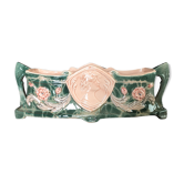 Jardinière with ceramic handles enameled vintage polychrome paint 39.5 cm