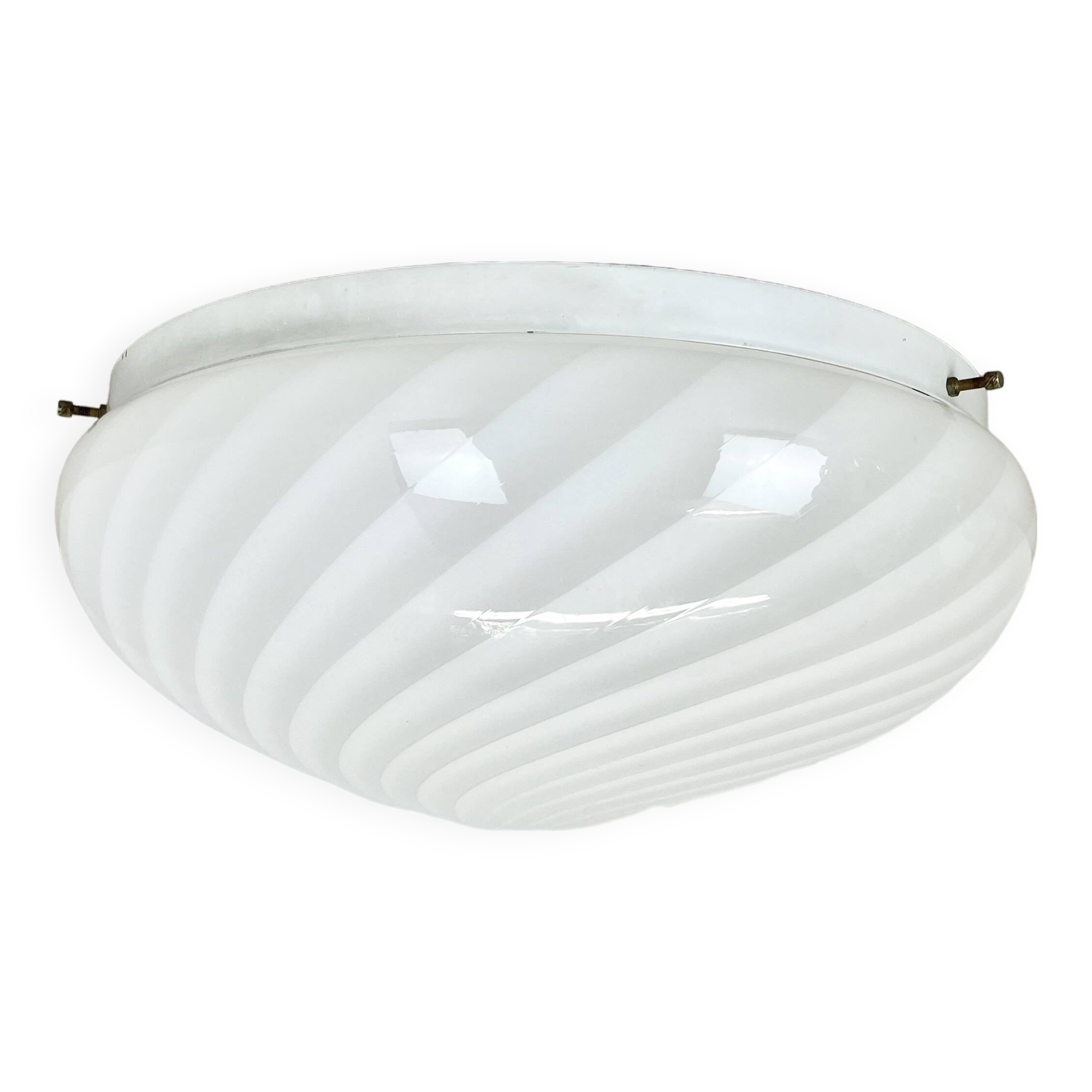 Large 38cm "swirl" murano glass ceiling wall light by vetri murano, italy, 1970s