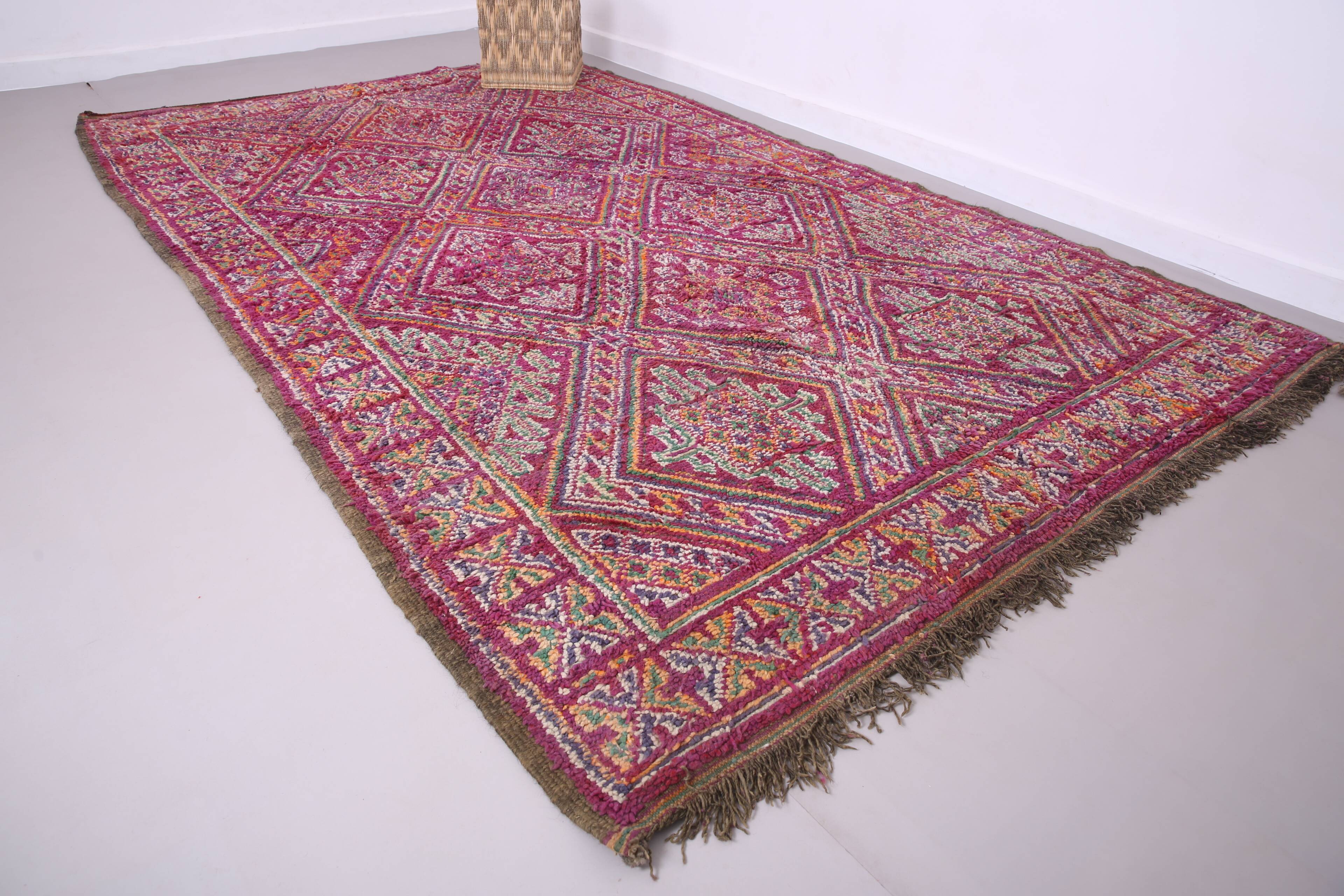 Vintage Moroccan Rug 203 x 340 cm - Moroccan Rug Purple - Berber rug Old