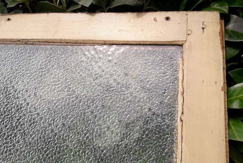 Pair of antique translucent glass sliding doors