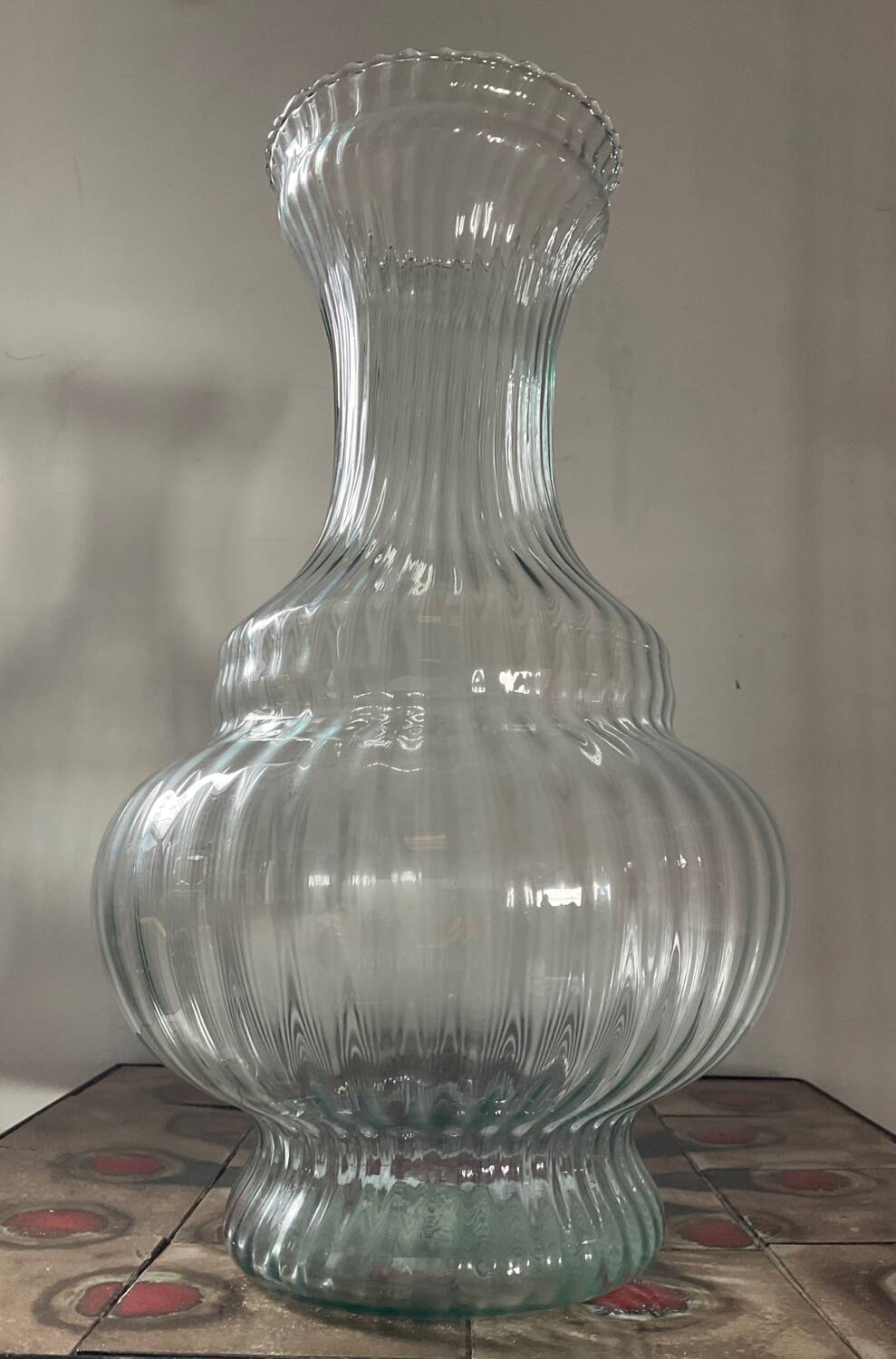Large molded glass vase 40cm