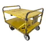 Vintage industrial coffee or side table on wheels