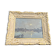 Antique Painting - Night Landscape by the Water and Golden Frame