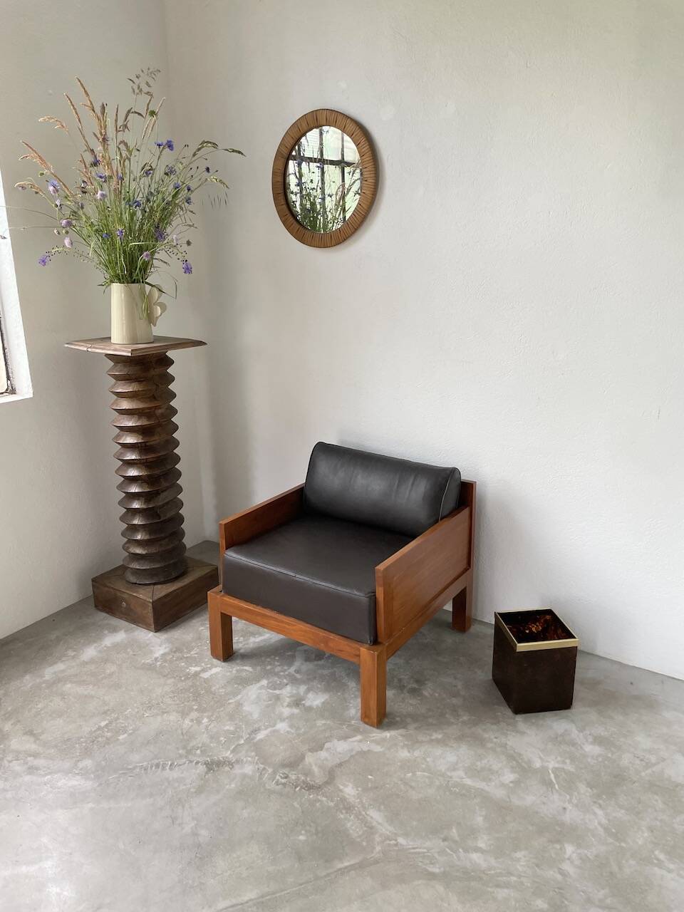 Tortoiseshell, resin and brass trash can from the 50s