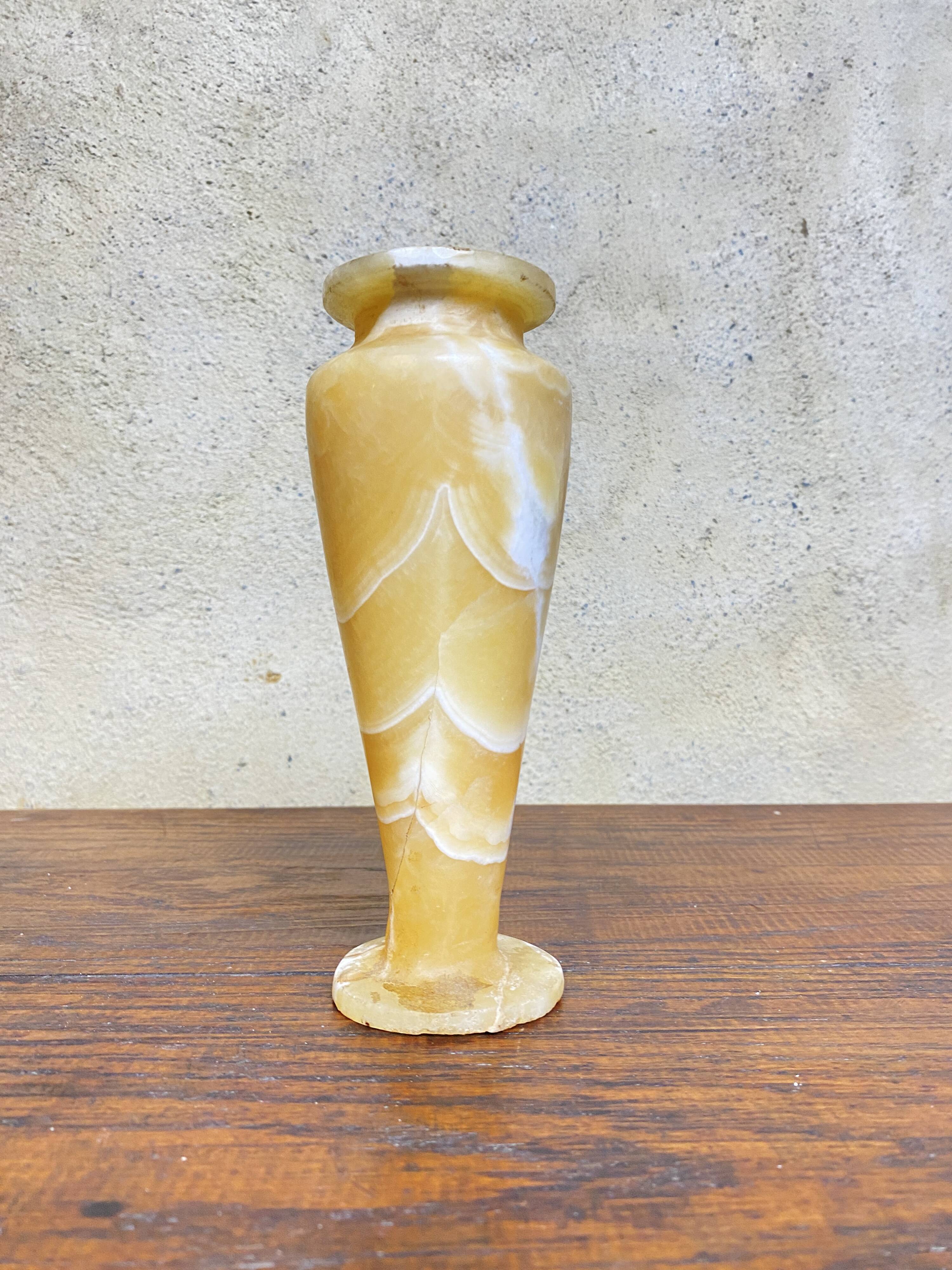 Egyptian Art Deco Alabaster Vase