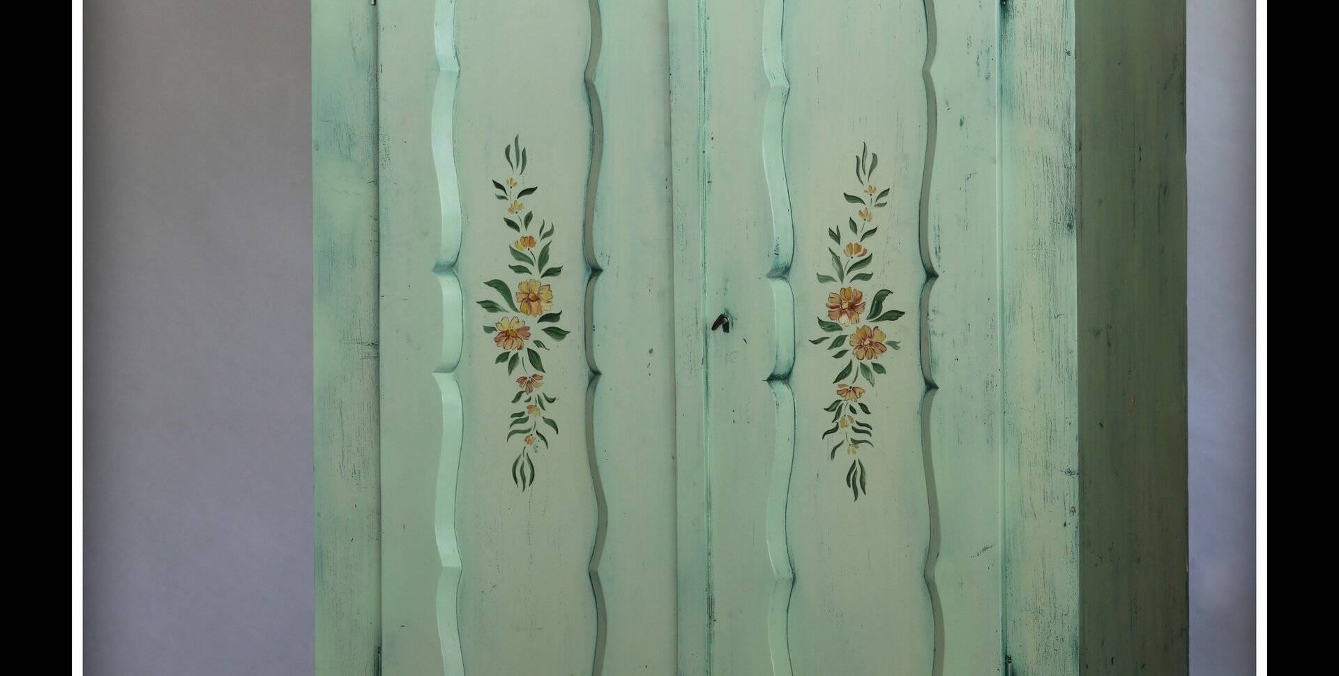 Green hand-painted wardrobe