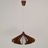 Mid-century wood pendant/drevo humpolec,czechoslovakia,1970's