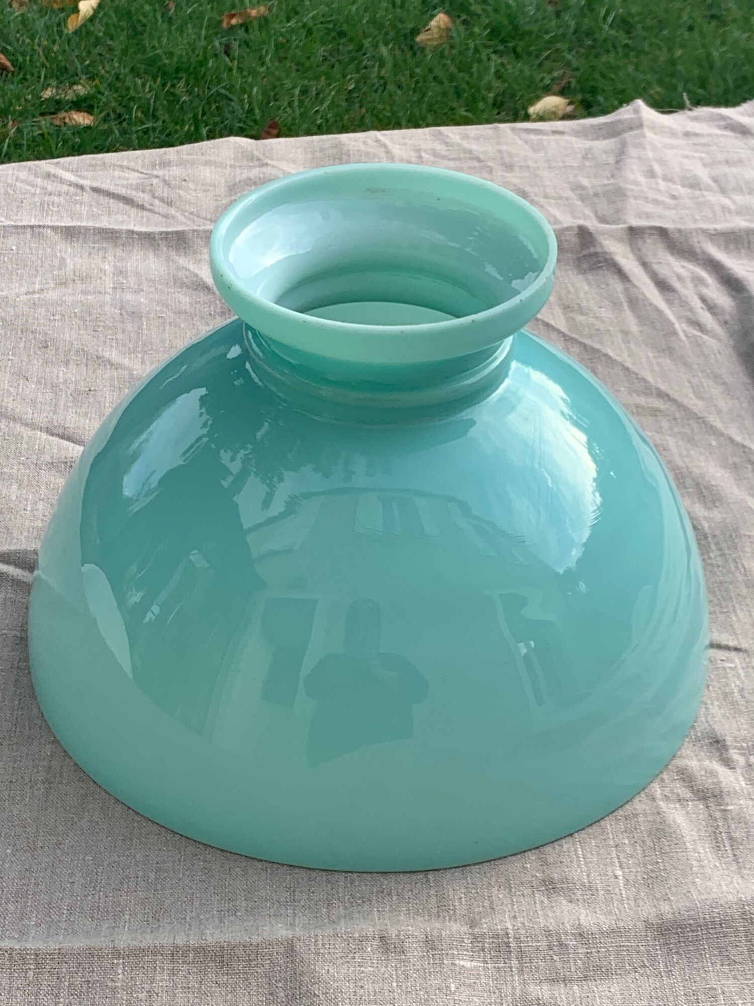 Mint green opaline globe for lamp or vintage kerosene lamp