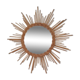 Miroir soleil en rotin 1960, 55 cm