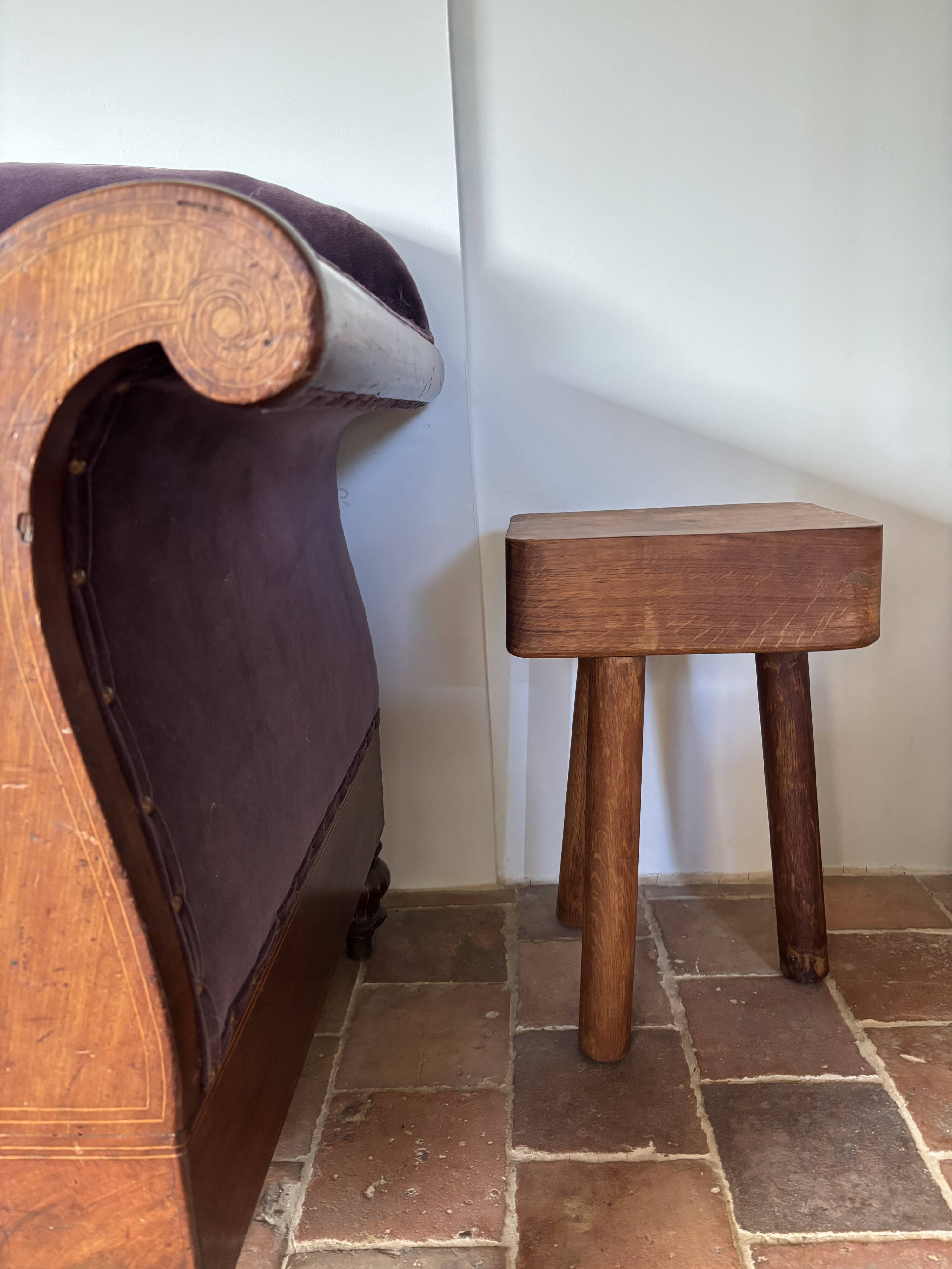 Brutalist stool in the style of Charlotte Perriand