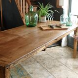 Solid oak farmhouse table with two-plank top