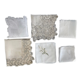 Set of 6 antique embroidered handkerchiefs