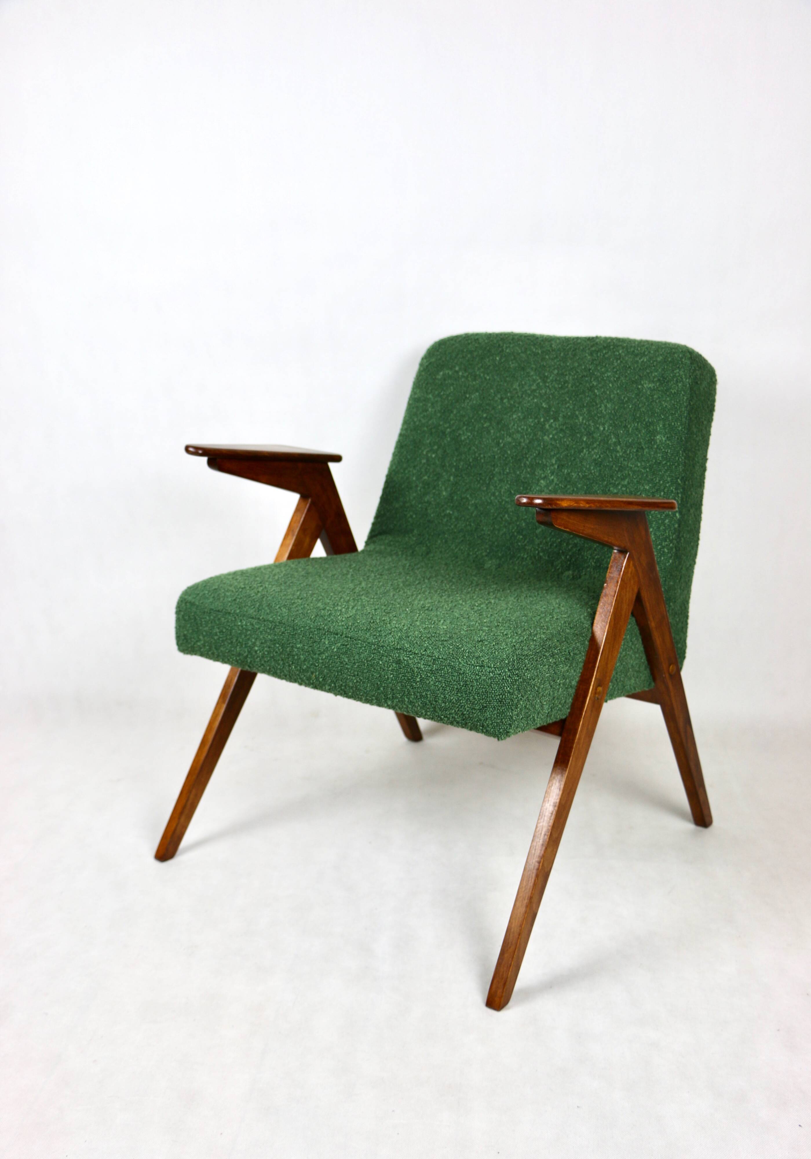 Green Boucle Bunny Armchair by Józef Chierowski, 1970s