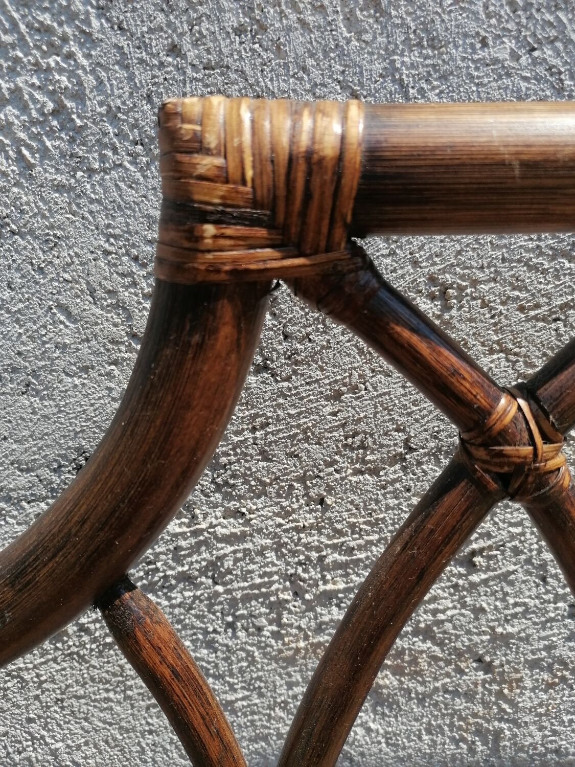 Headboard rattan 2 places vintage 154 x 106 cm.