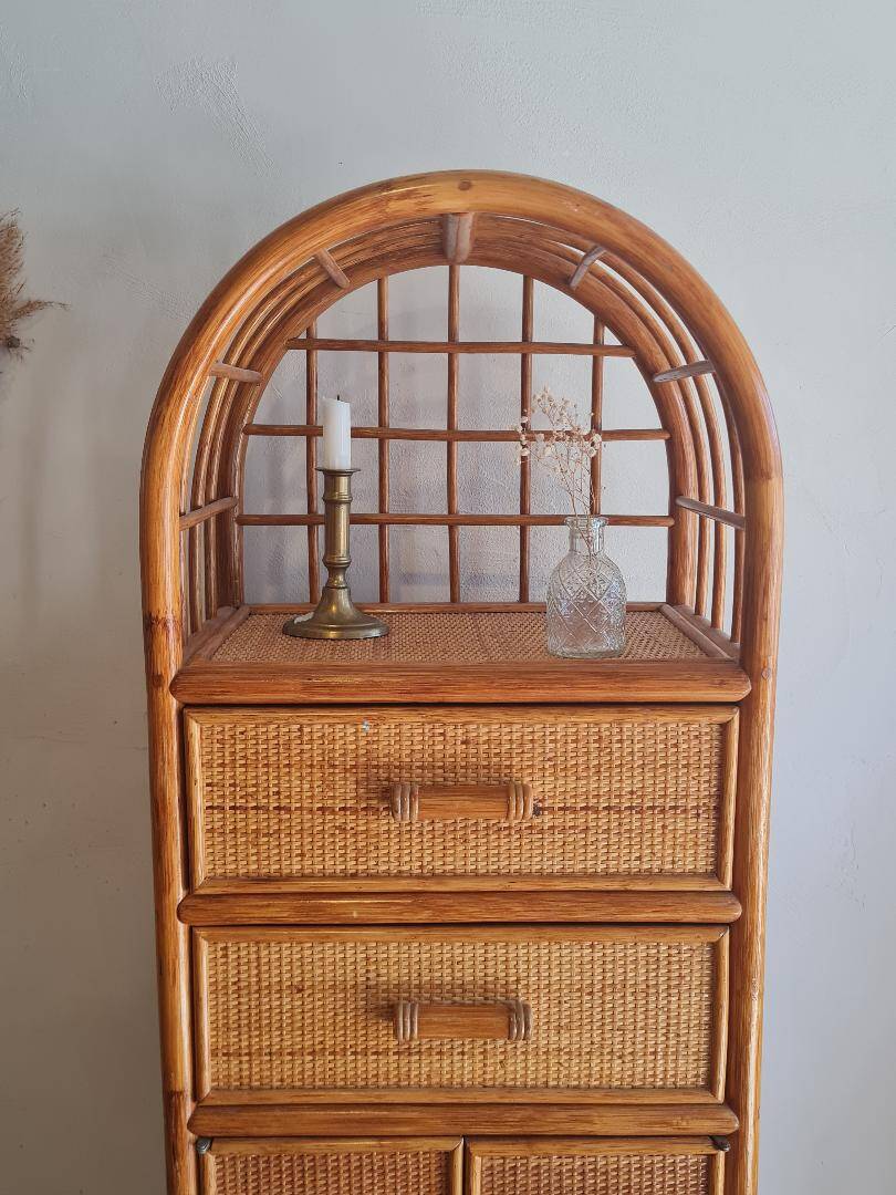 Vintage rattan wardrobe