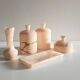 Mid Century Pink Alabaster Vanity or Bathroom Set, Handmade in Spain ci. 1960s