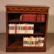 bibliothèque ouverte en acajou et incrustations