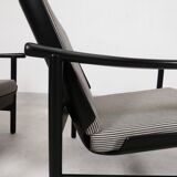 2x wooden Scandinavian arm chairs