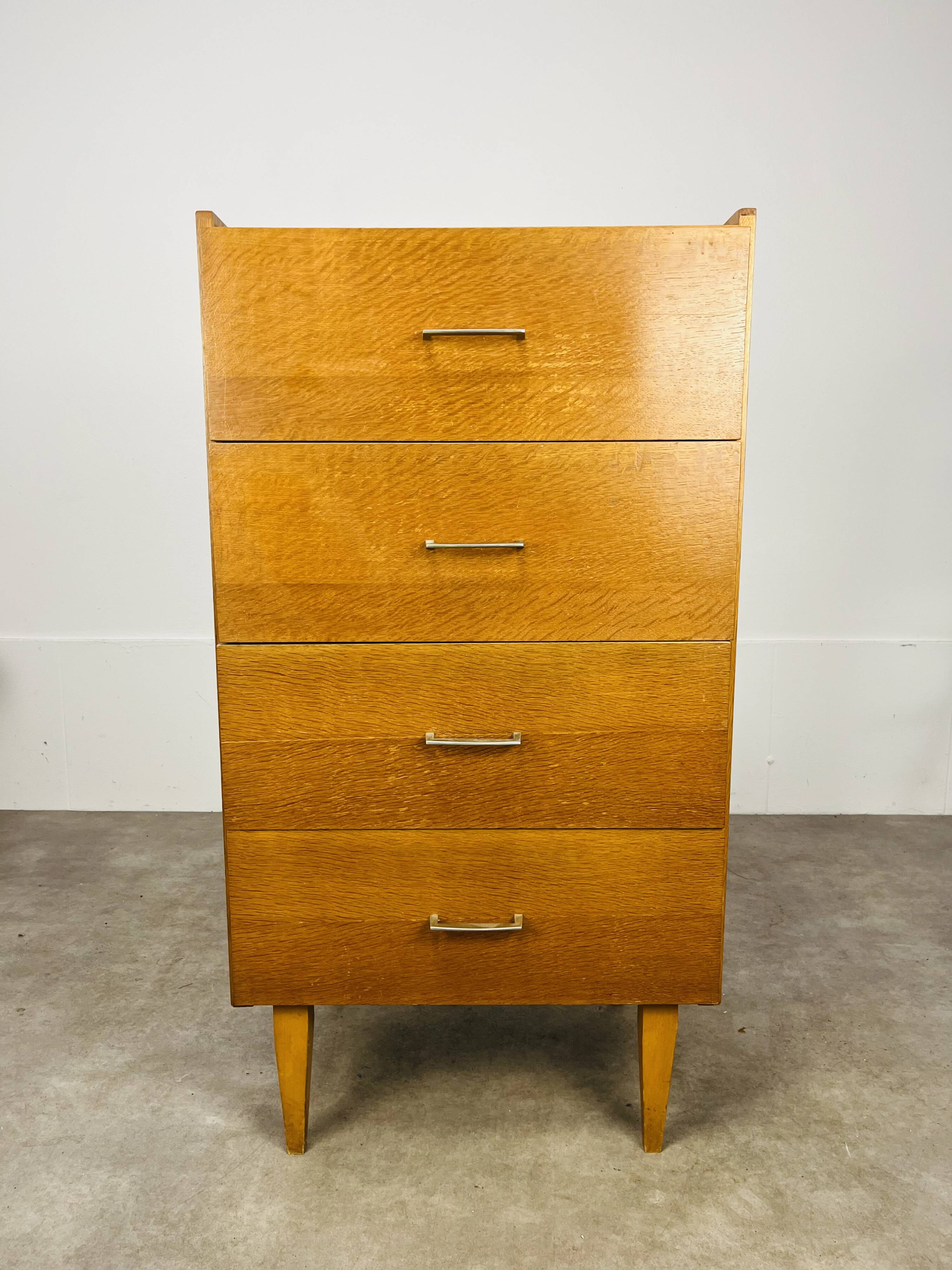 Commode chiffonnier années 50, bois blond