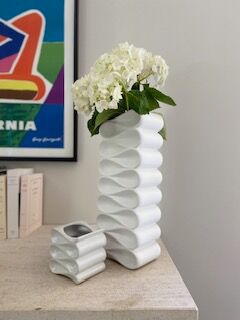 Pair of beautifully wavy earthenware vases.