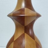Turned wooden lamp and vintage wood inlay