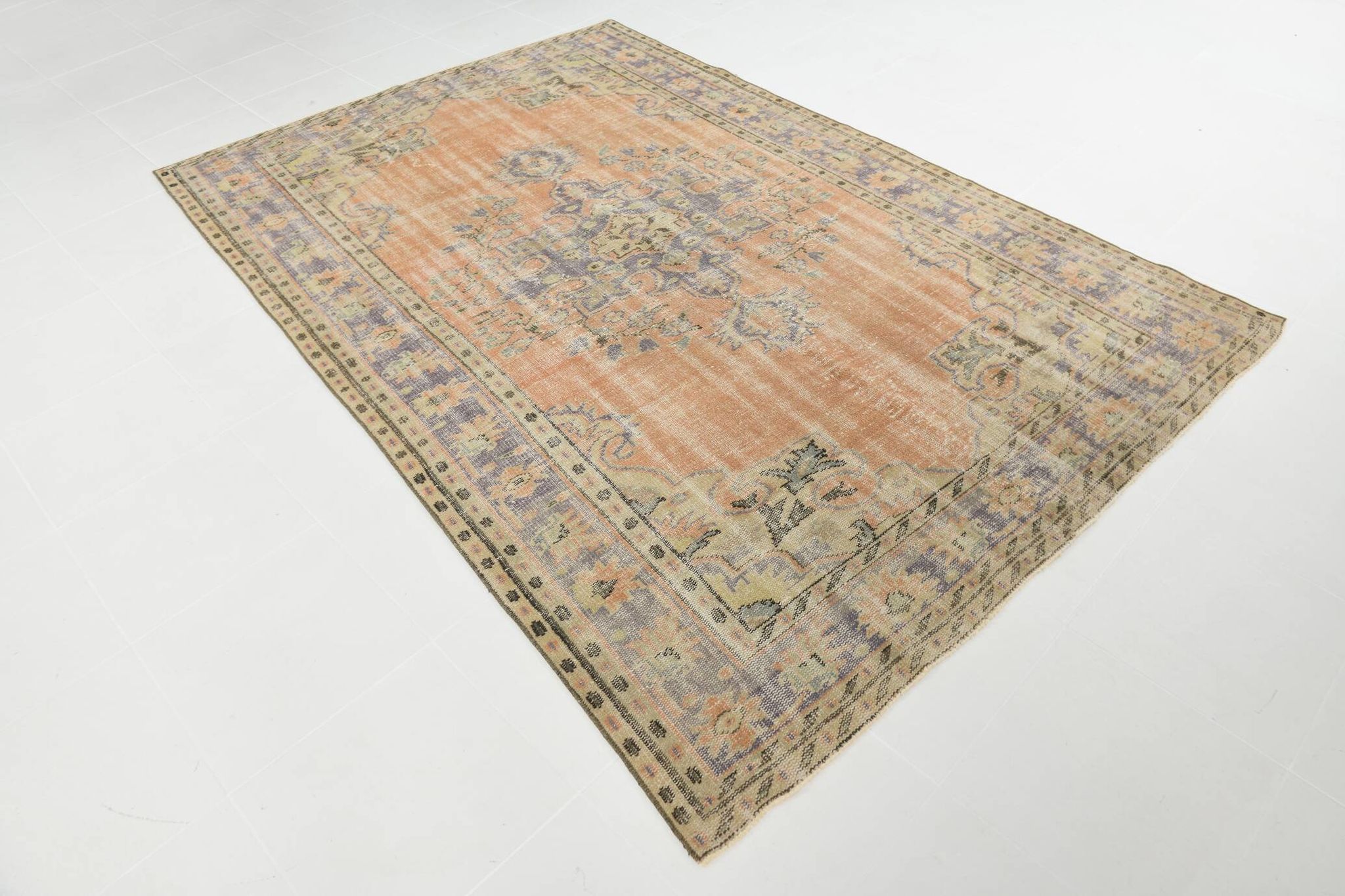 6x9 Peach & Cream Oriental Style Pattern Vintage Rug, 188x288Cm