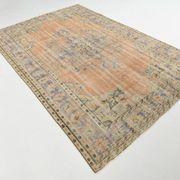 6x9 Peach & Cream Oriental Style Pattern Vintage Rug, 188x288Cm