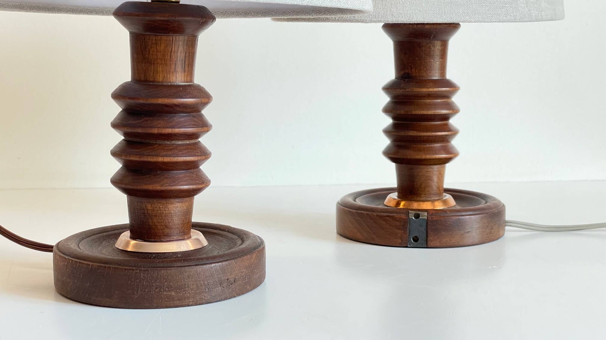 Pair of vintage wooden lamps
