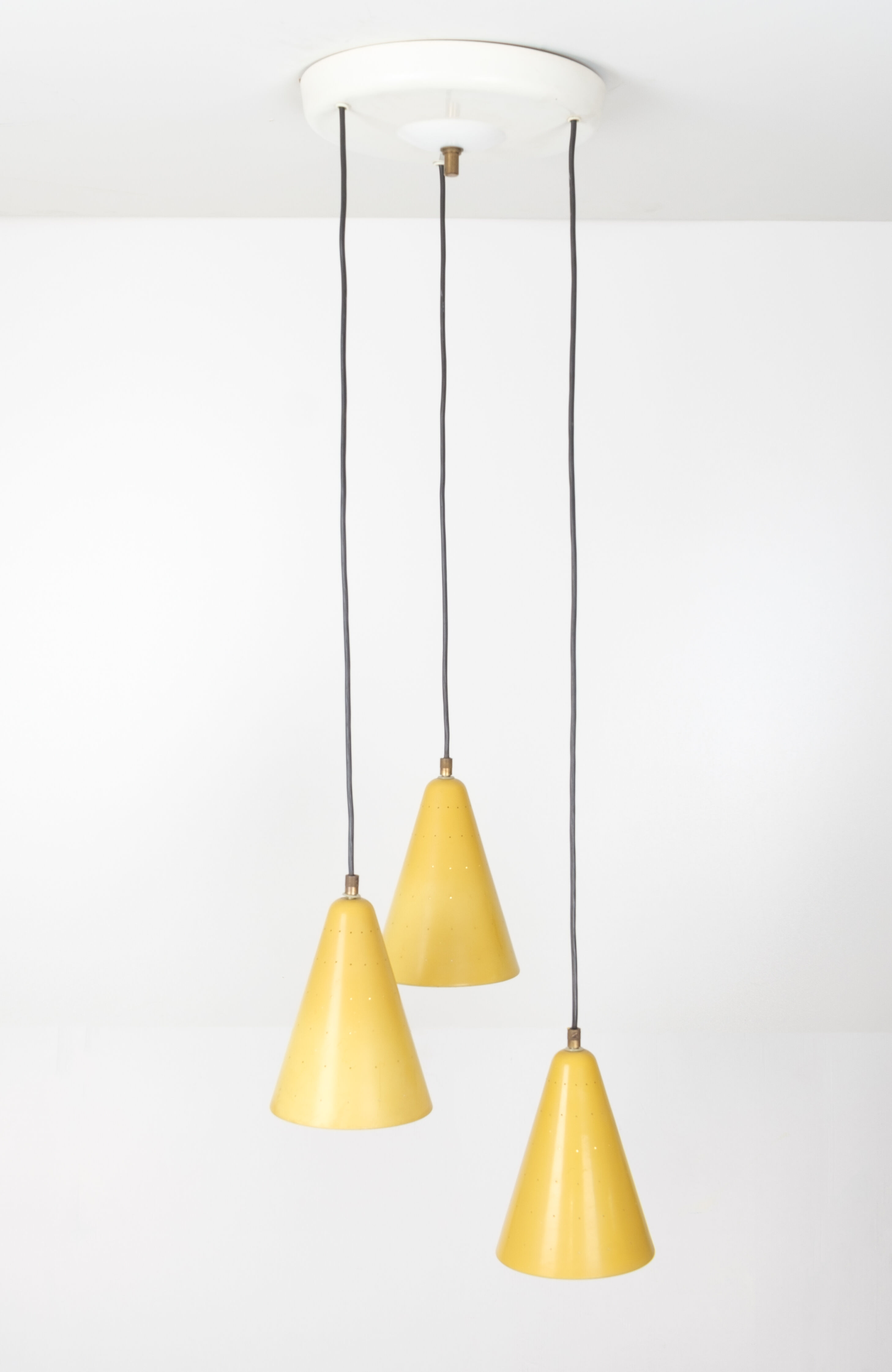 Aluminum yellow chandelier 1960s