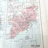 Old map Vietnam Laos Cambodia Asia 43x43cm from 1950
