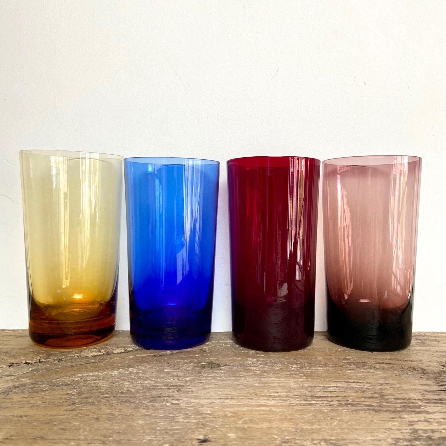 4 verres long drink colorés