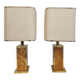 Pair of Mid Century table lamps attributed to Willy Rizzo, wood and brass.