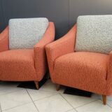 Set of pink and grey club chairs 1960s