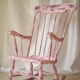 Rocking-chair vintage 50 in pink patina wood